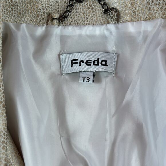 Freda faux snakeskin cream moto jacket, T3 or L - Picture 10 of 11